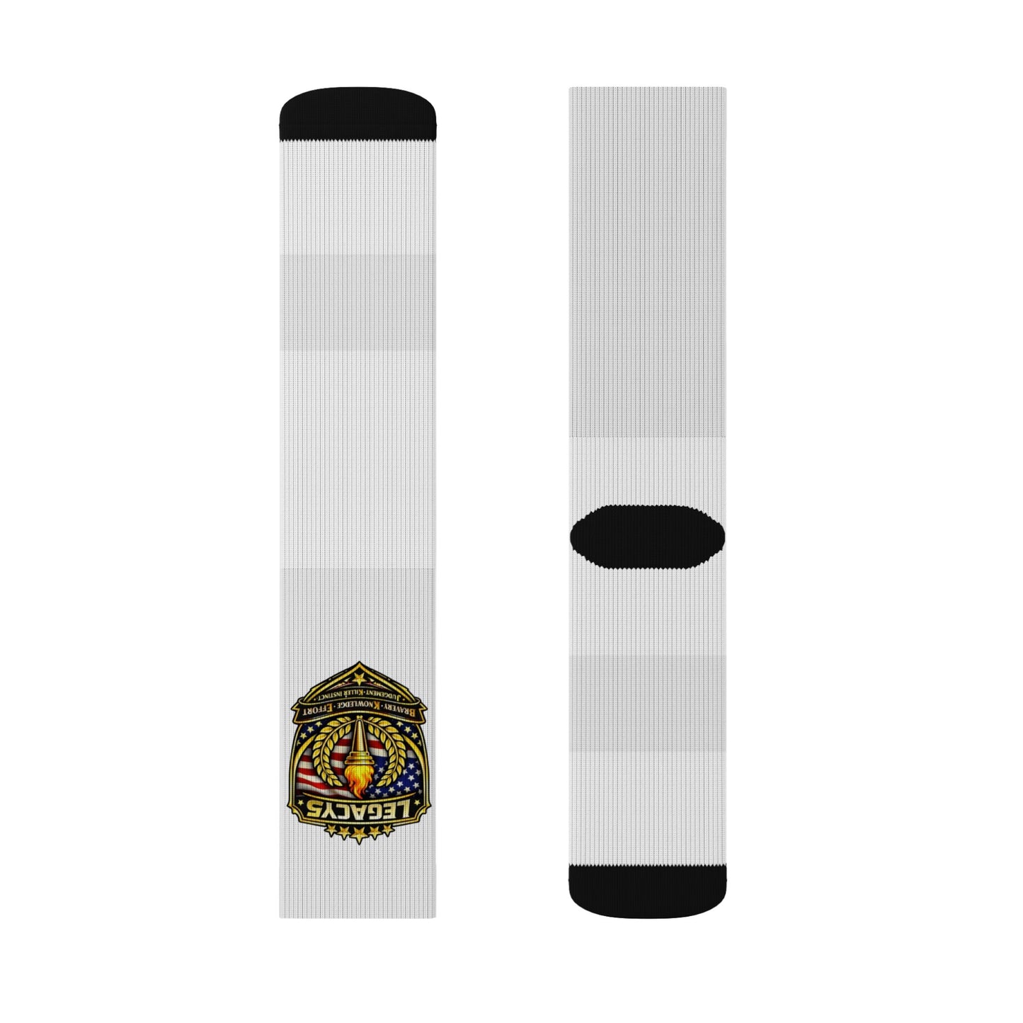 Embroidered Crest Sublimation Socks — Vintage Heraldic Badge Crew Socks