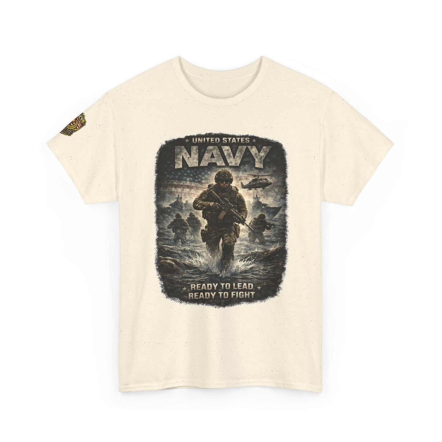 Navy  T-Shirt - "Ready to Learn, Ready to Fight" Military w/ Legacy 5 Brand Crest