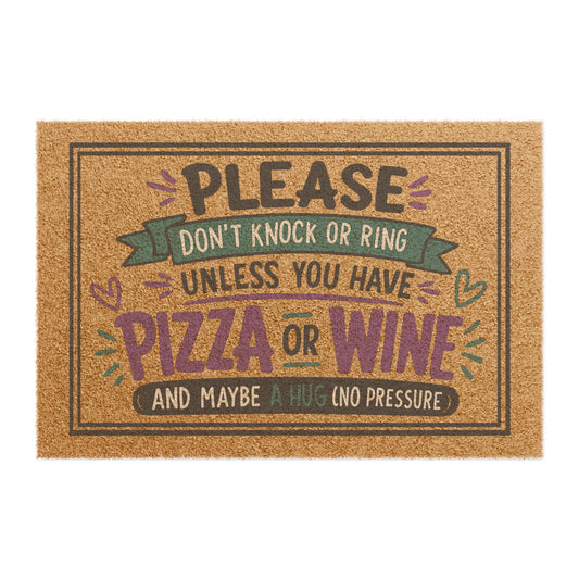 Doormat — "Please Don't Knock or Ring Unless You Have Pizza or Wine" Funny Welcome Mat