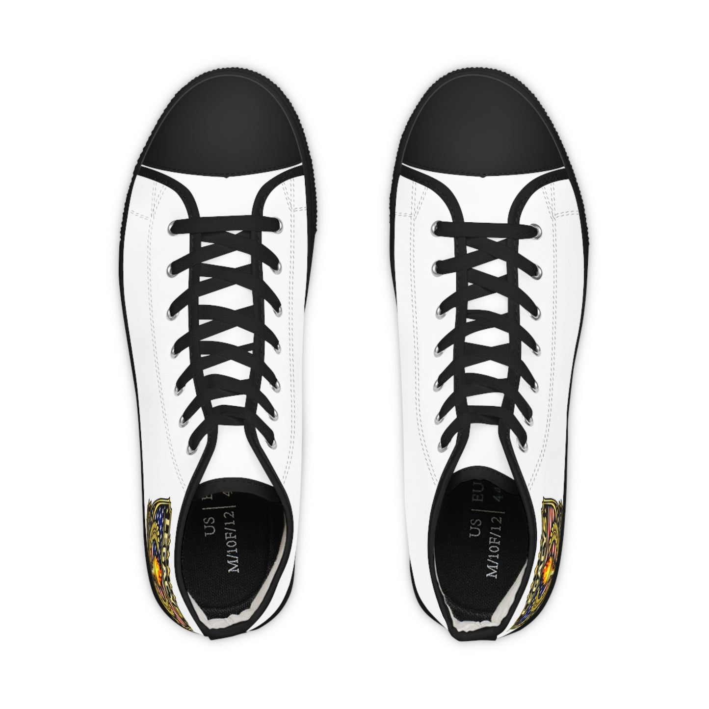 Legacy 5 Brand Crest High Top Sneakers â€” White Canvas Mens Shoes