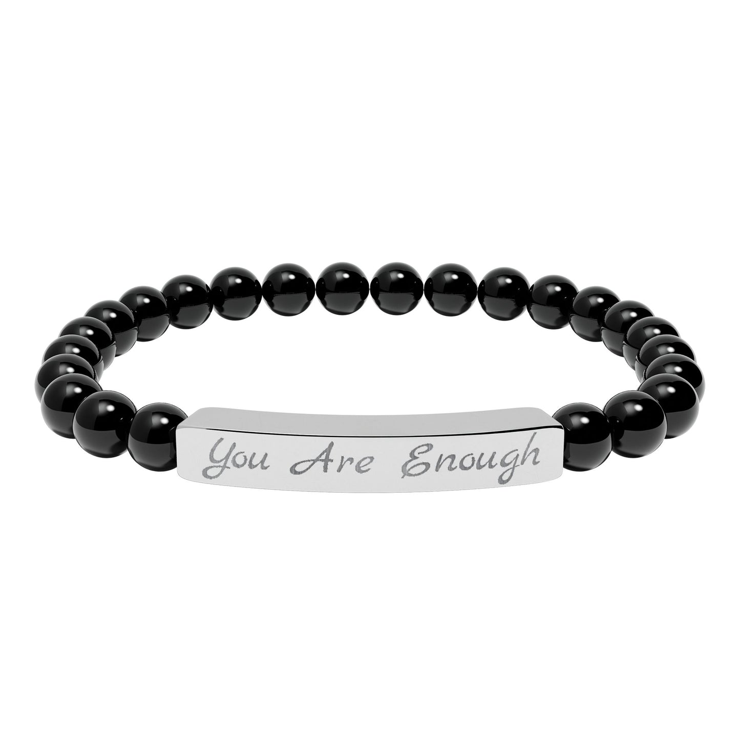 Engraved 'You Are Enough' Natural Stone Stretch Bracelet