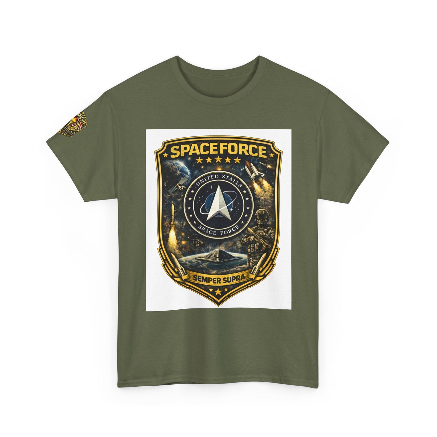 Space Force Shield T-Shirt â€” 'Spaceforce' Emblem w/ Legacy 5 Brand Crest