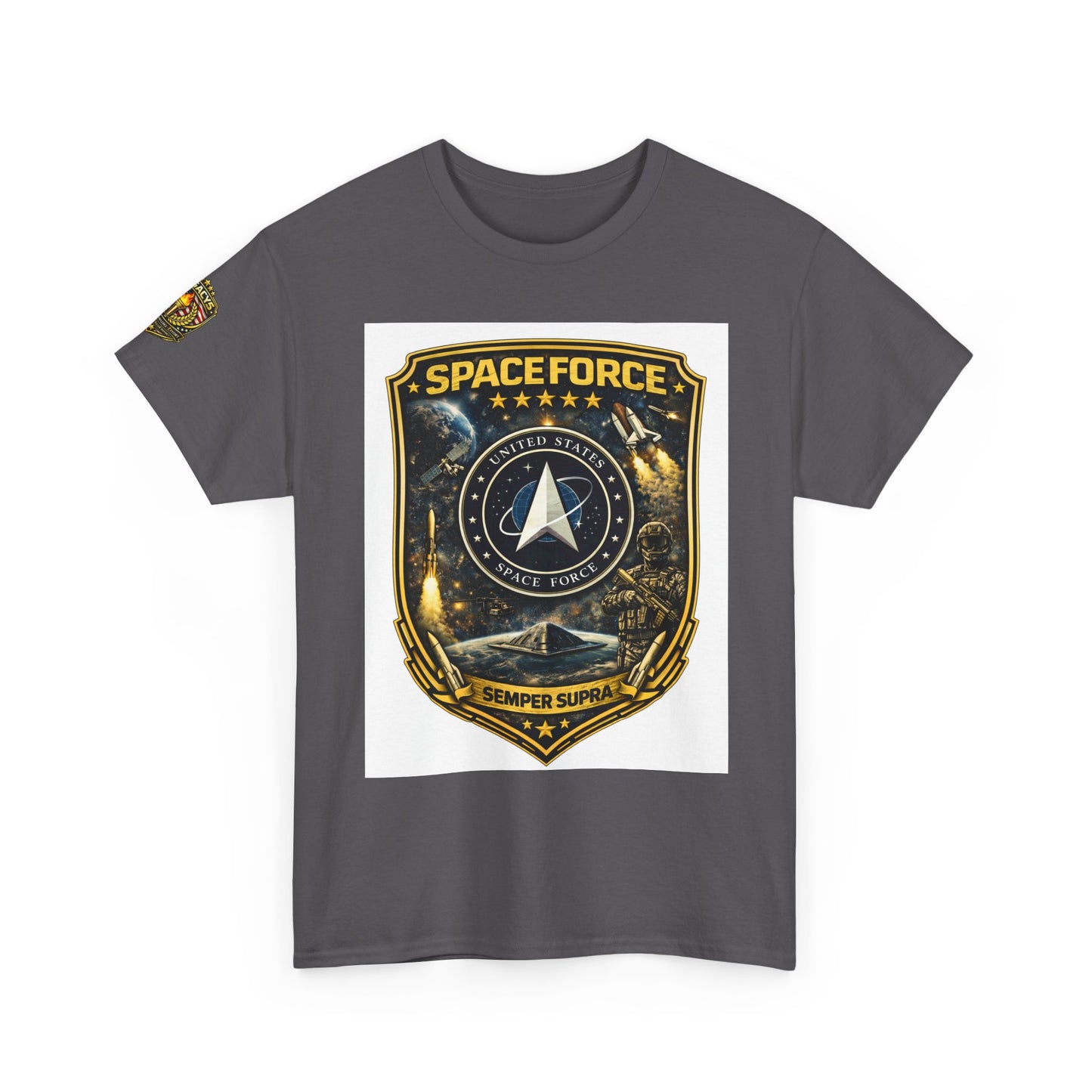 Space Force Shield T-Shirt â€” 'Spaceforce' Emblem w/ Legacy 5 Brand Crest