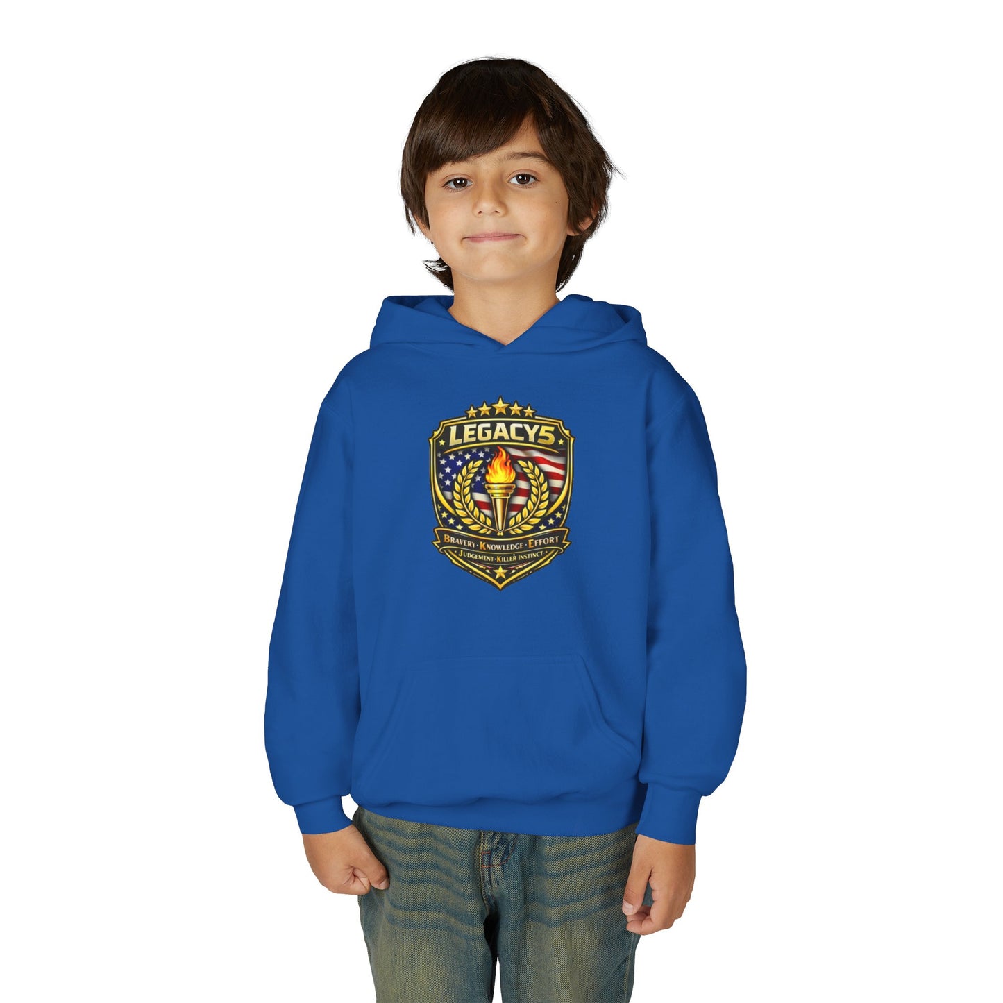 Youth Hoodie â€” "Legacy's" American Flag Torch Emblem