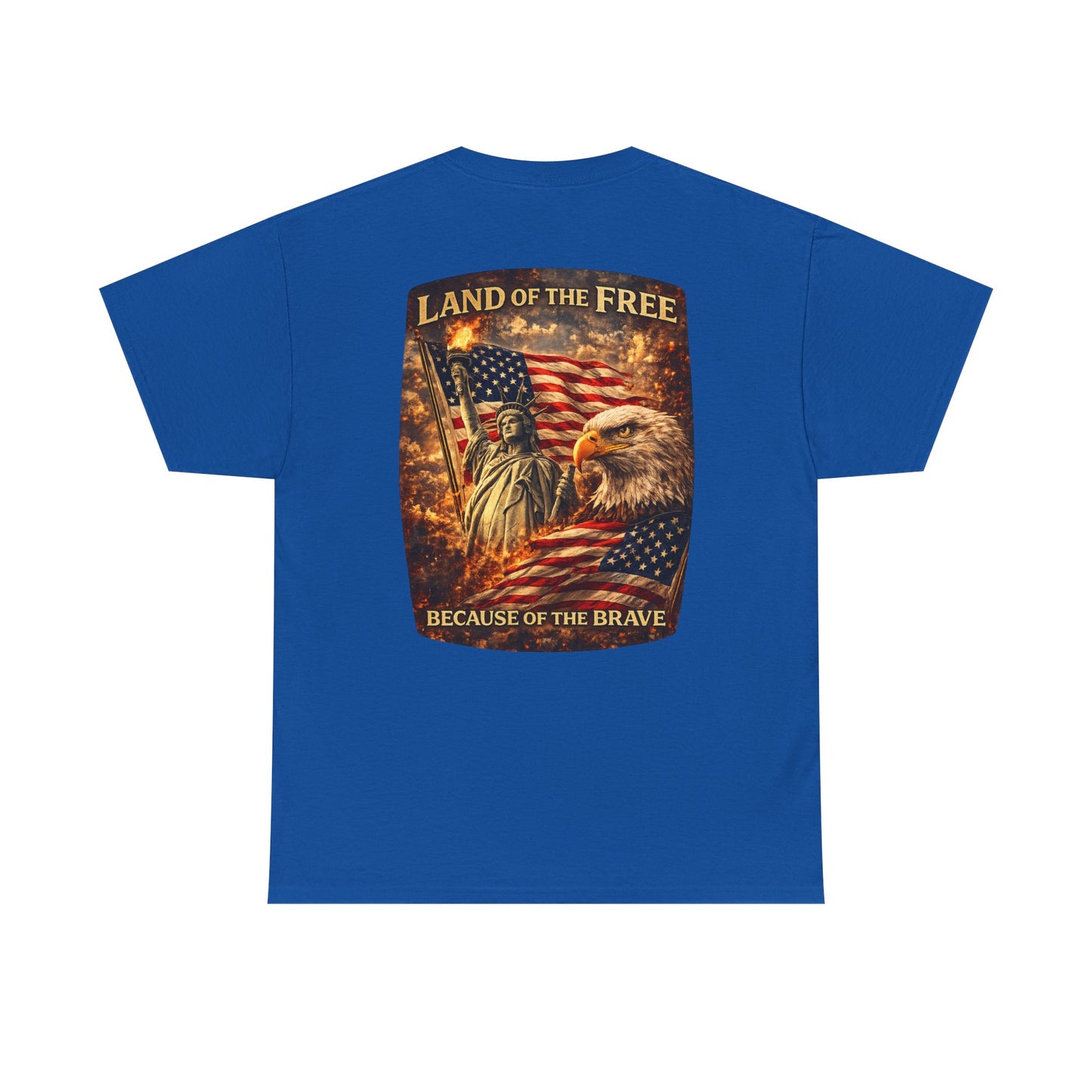 Patriotic 'Land of the Free' American Flag, Statue of Liberty & Eagle Graphic T-shirt
