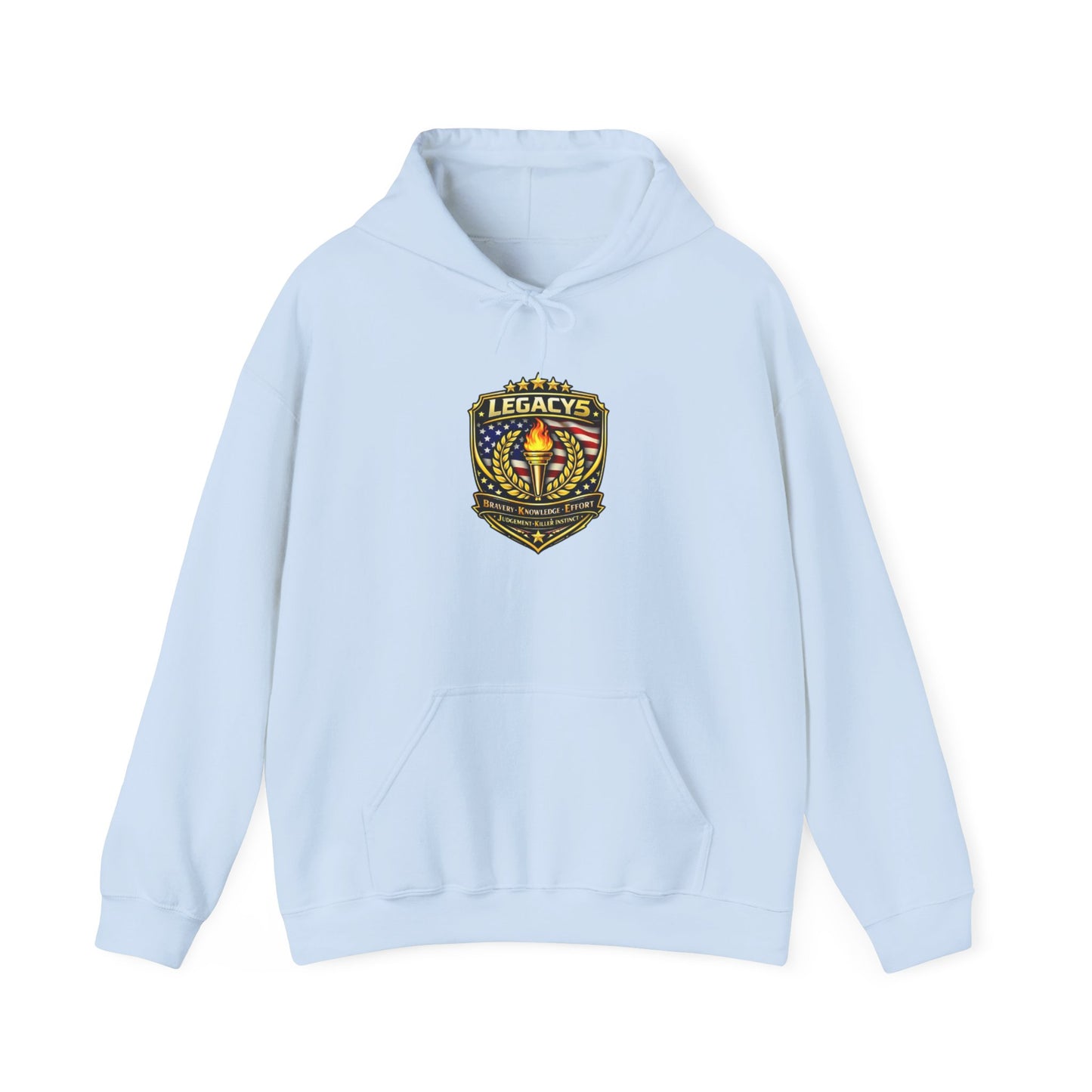 Legacy Shield Hoodie â€” American Flag Torch Emblem Sweatshirt