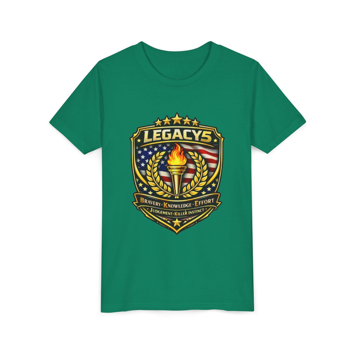 Youth Tee — "Legacys" Patriotic Torch Emblem
