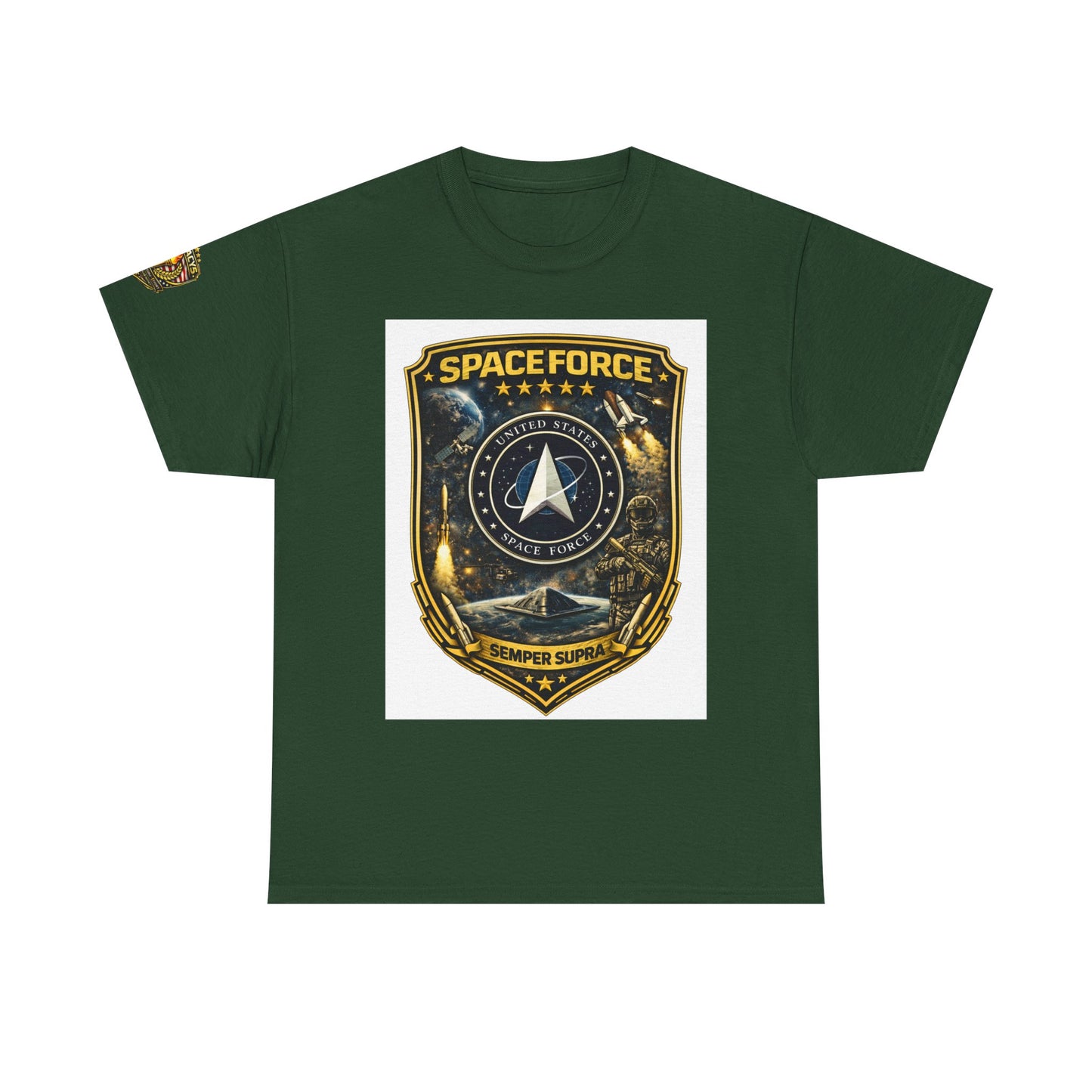 Space Force Shield T-Shirt â€” 'Spaceforce' Emblem w/ Legacy 5 Brand Crest