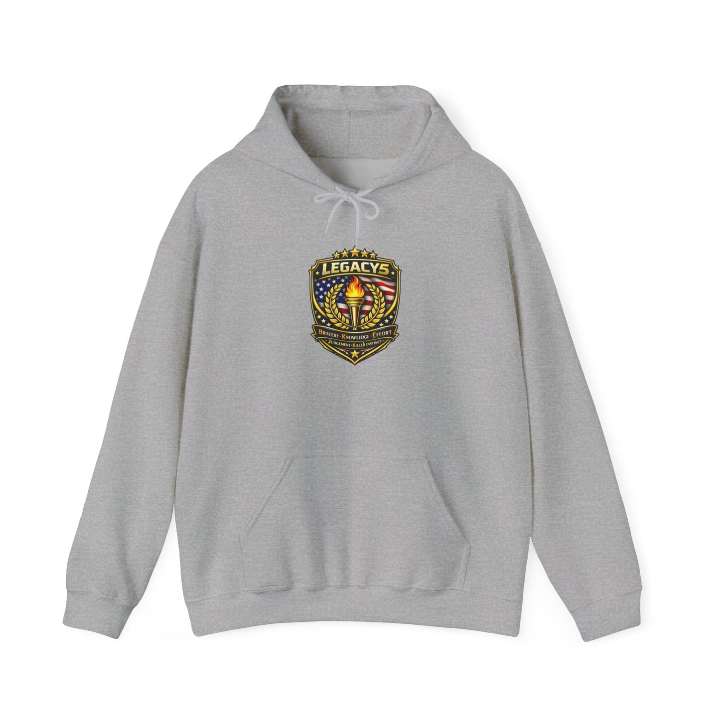 Legacy Shield Hoodie â€” American Flag Torch Emblem Sweatshirt