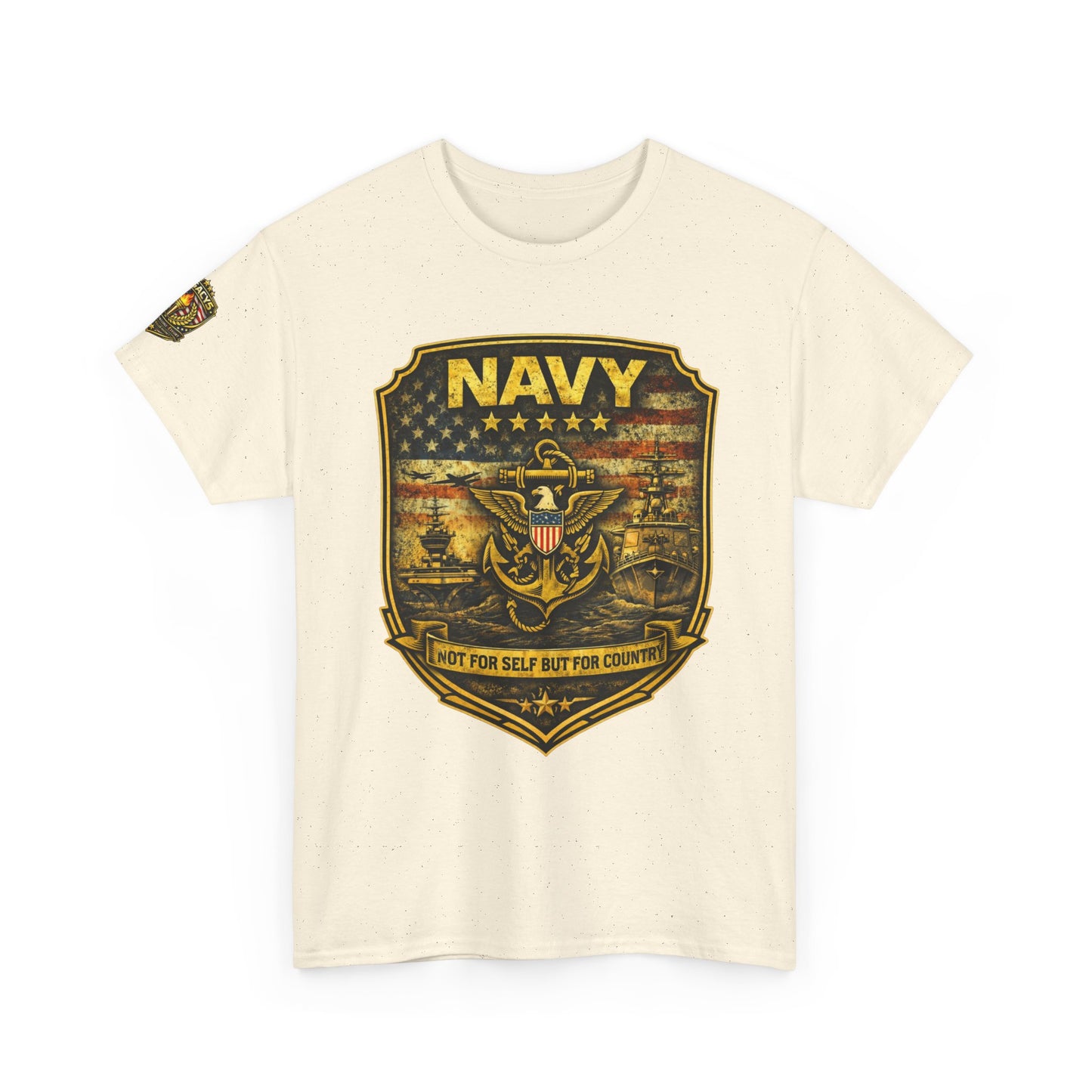 Navy Shield Graphic Tee â€” 'Not For Self But For Country' Patriotic Military w/ Legacy 5 Brand Crest