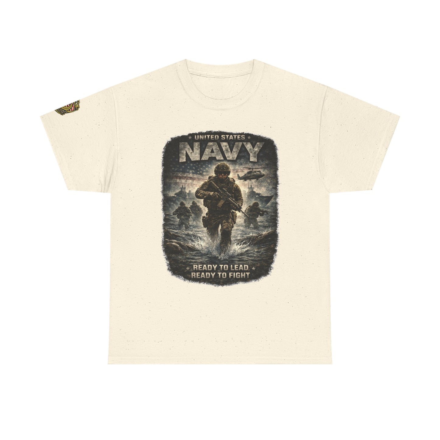 Navy  T-Shirt - "Ready to Learn, Ready to Fight" Military w/ Legacy 5 Brand Crest