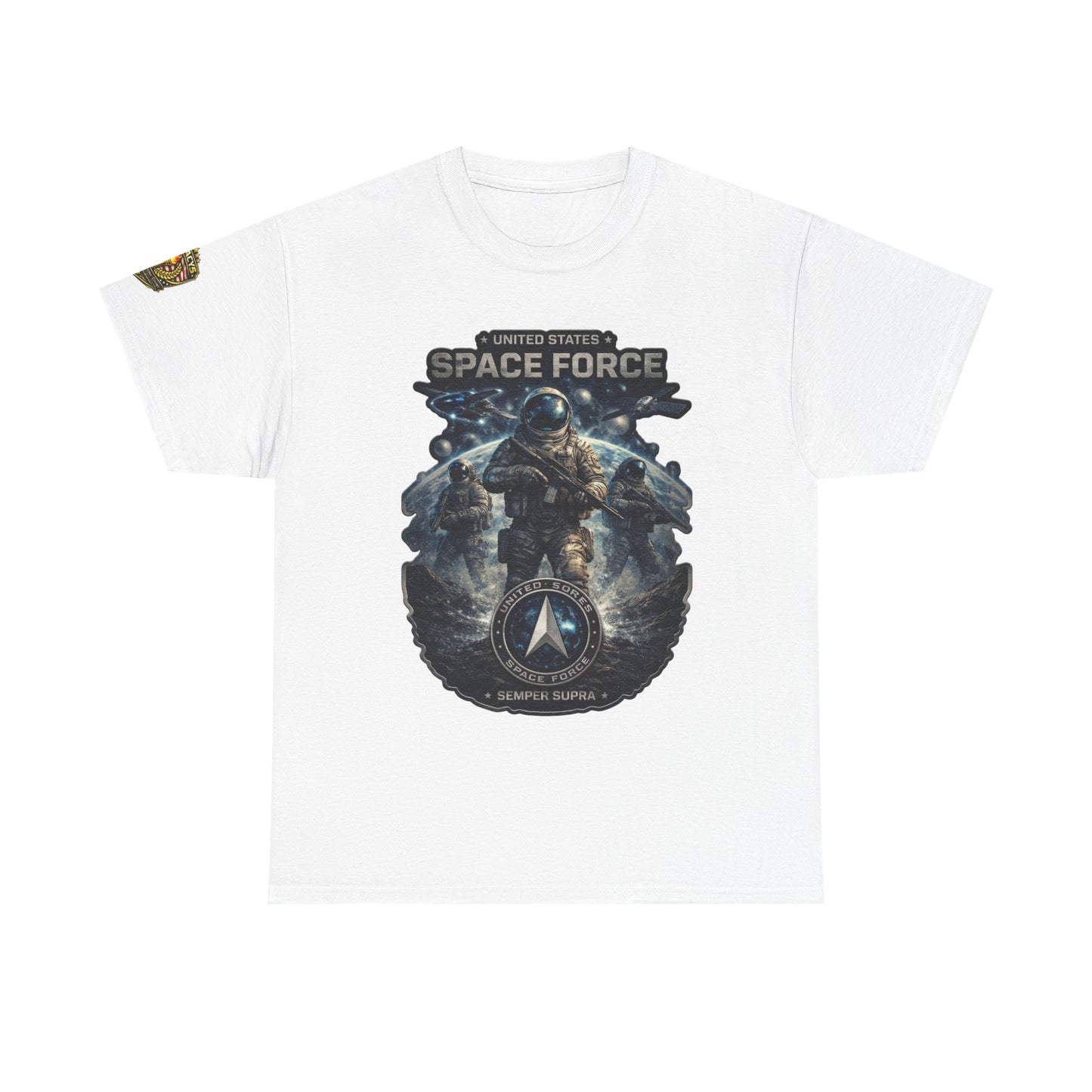 Space Force Graphic Tee â€” Astronaut Troopers Military Space Design w/ Legacy 5 Brand Crest