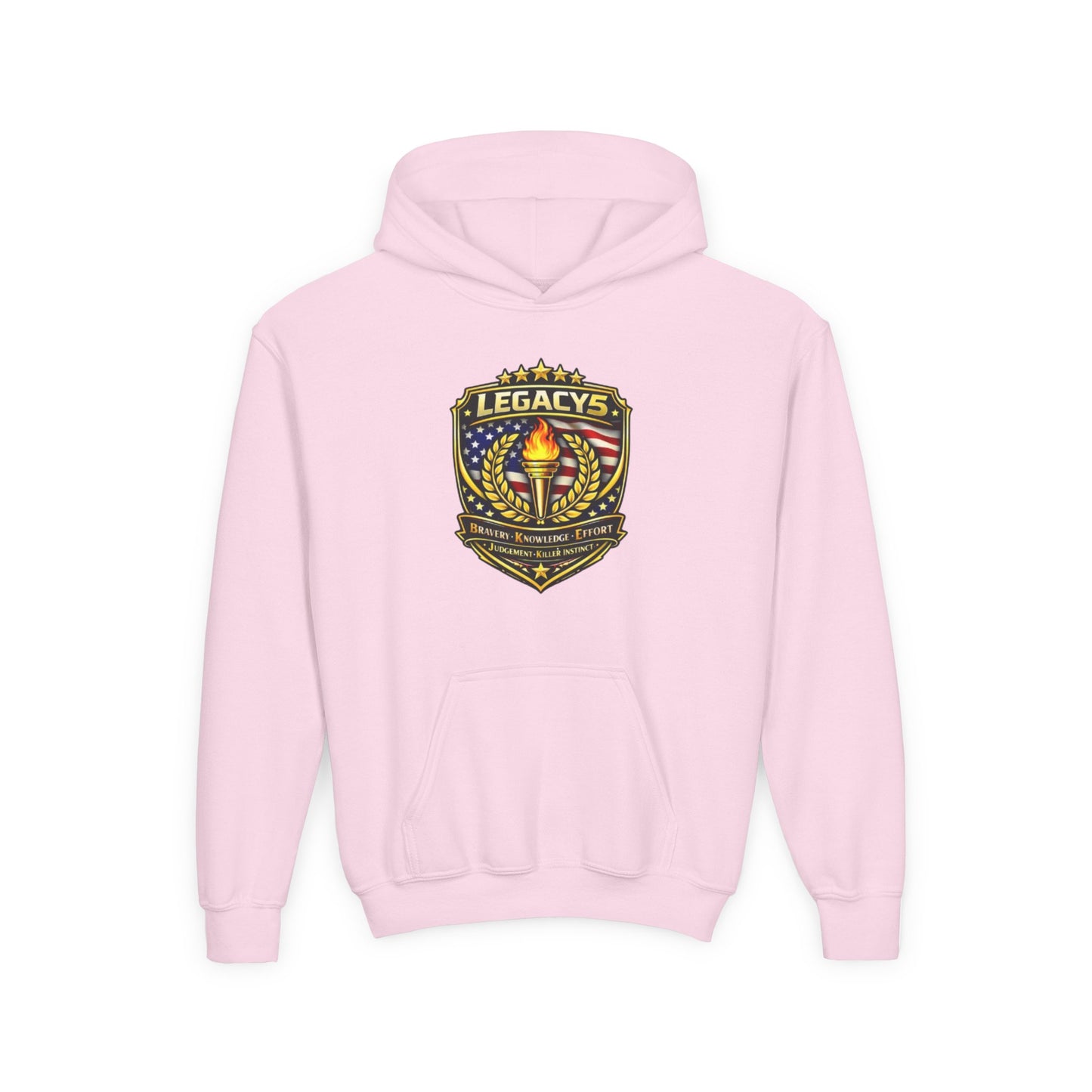 Youth Hoodie â€” "Legacy's" American Flag Torch Emblem