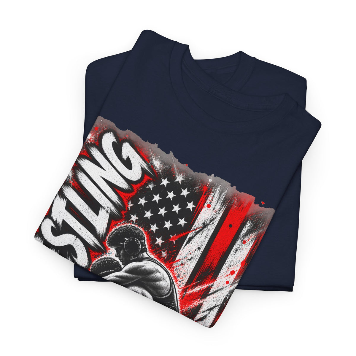 Wrestling USA Flag Tee — "Discipline Builds Champions"