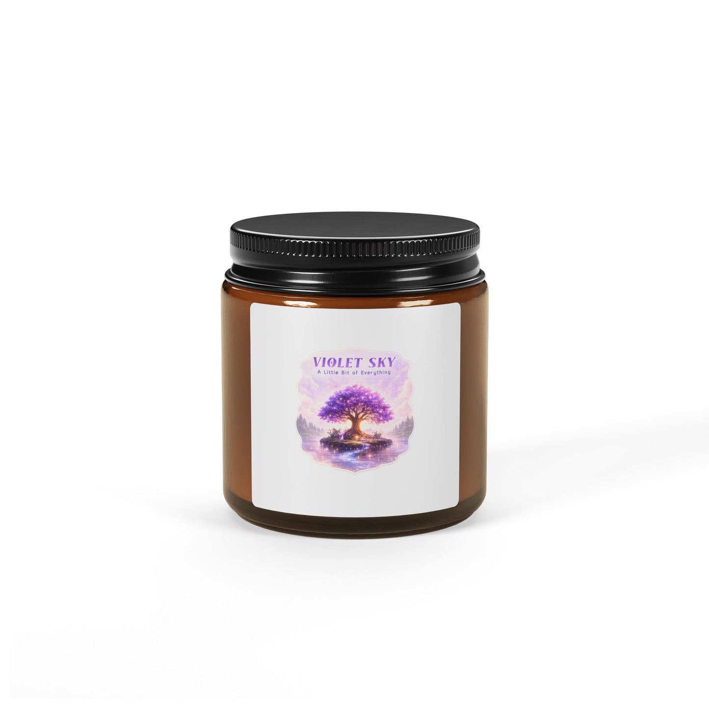 Violet Sky Soy Candle â€” Amber Jar Aromatherapy Candle