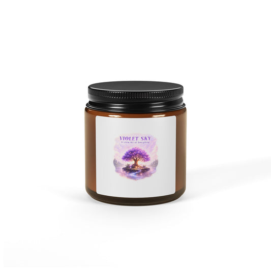 Violet Sky Soy Candle â€” Amber Jar Aromatherapy Candle