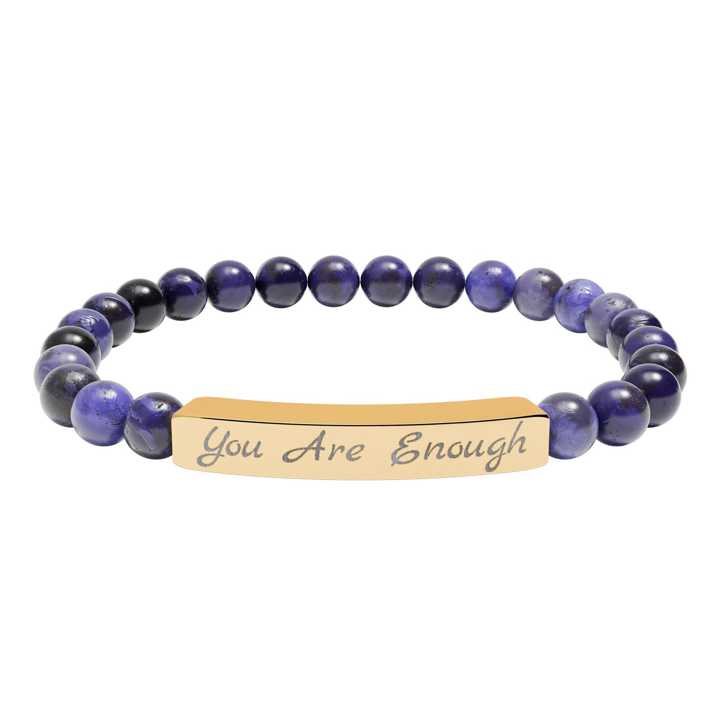 Engraved 'You Are Enough' Natural Stone Stretch Bracelet