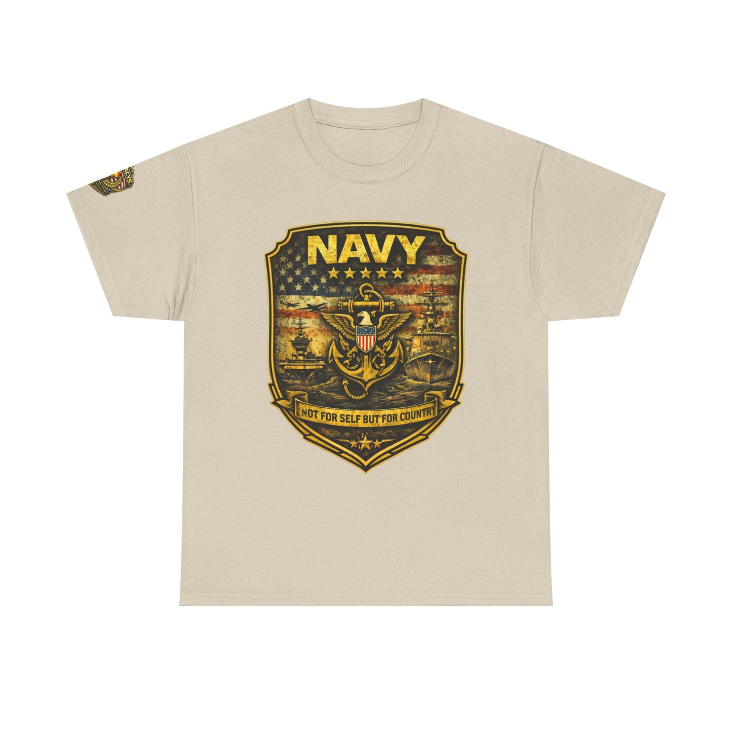 Navy Shield Graphic Tee â€” 'Not For Self But For Country' Patriotic Military w/ Legacy 5 Brand Crest