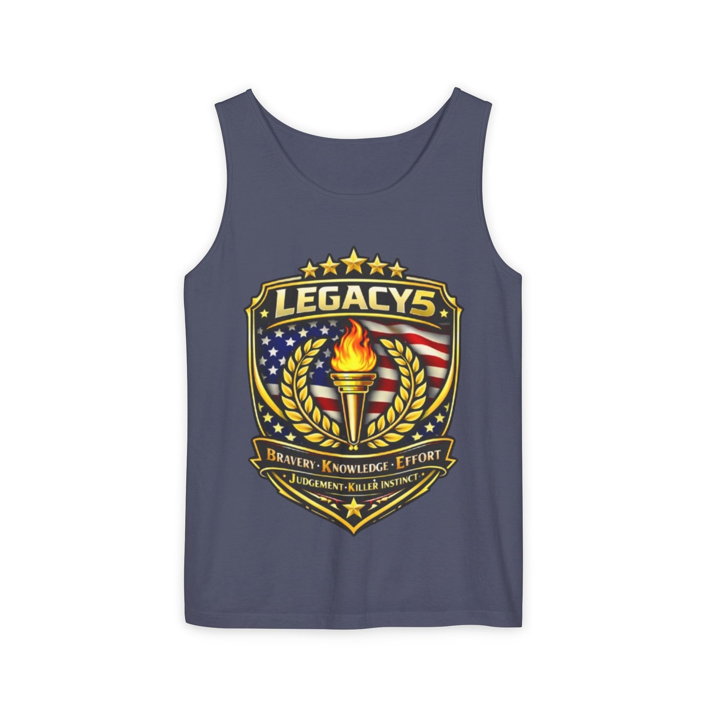 Legacy Shield Tank Top â€” American Flag Torch Emblem