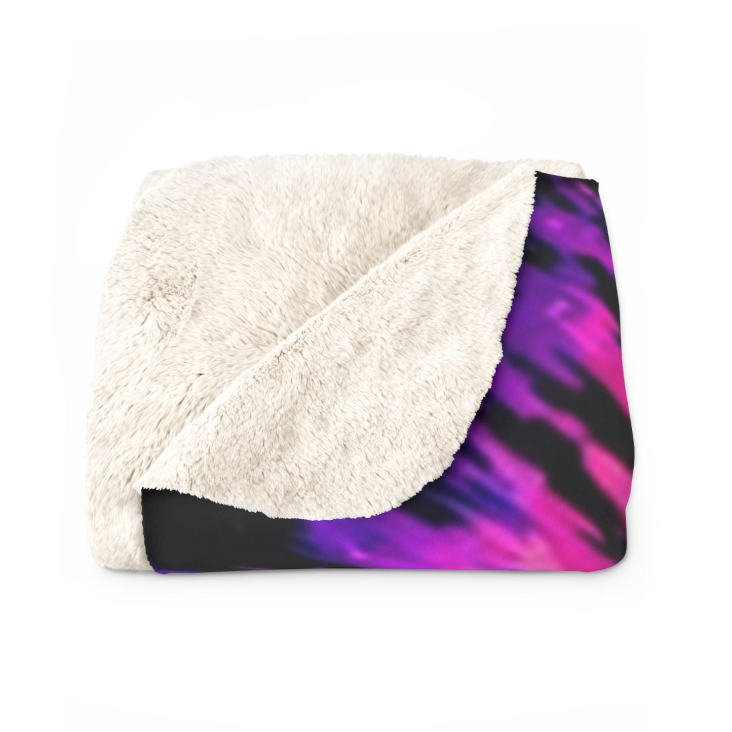 Tie-Dye Sherpa Blanket — Vibrant Pink & Blue Spiral Plush Throw