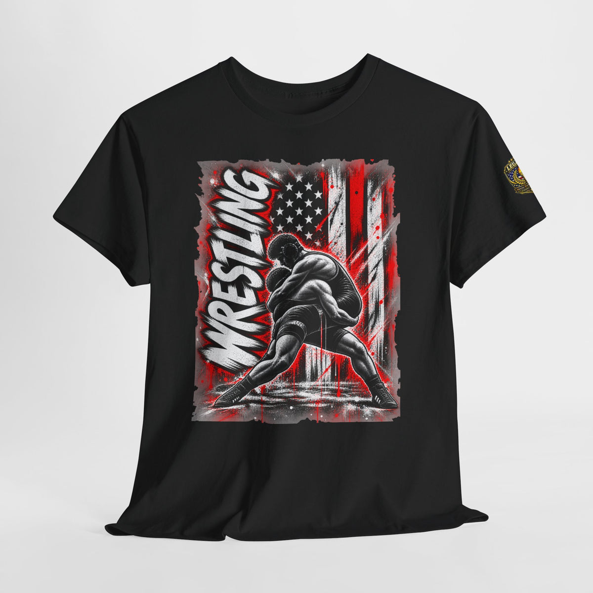 Wrestling USA Flag Tee — "Discipline Builds Champions"