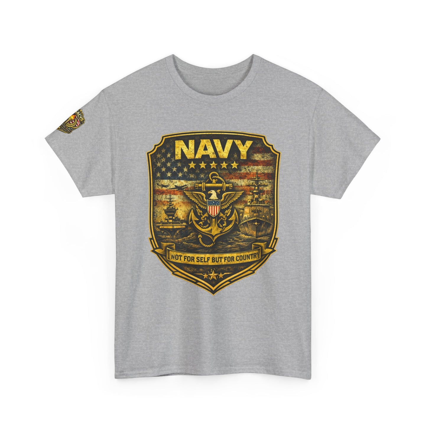 Navy Shield Graphic Tee â€” 'Not For Self But For Country' Patriotic Military w/ Legacy 5 Brand Crest