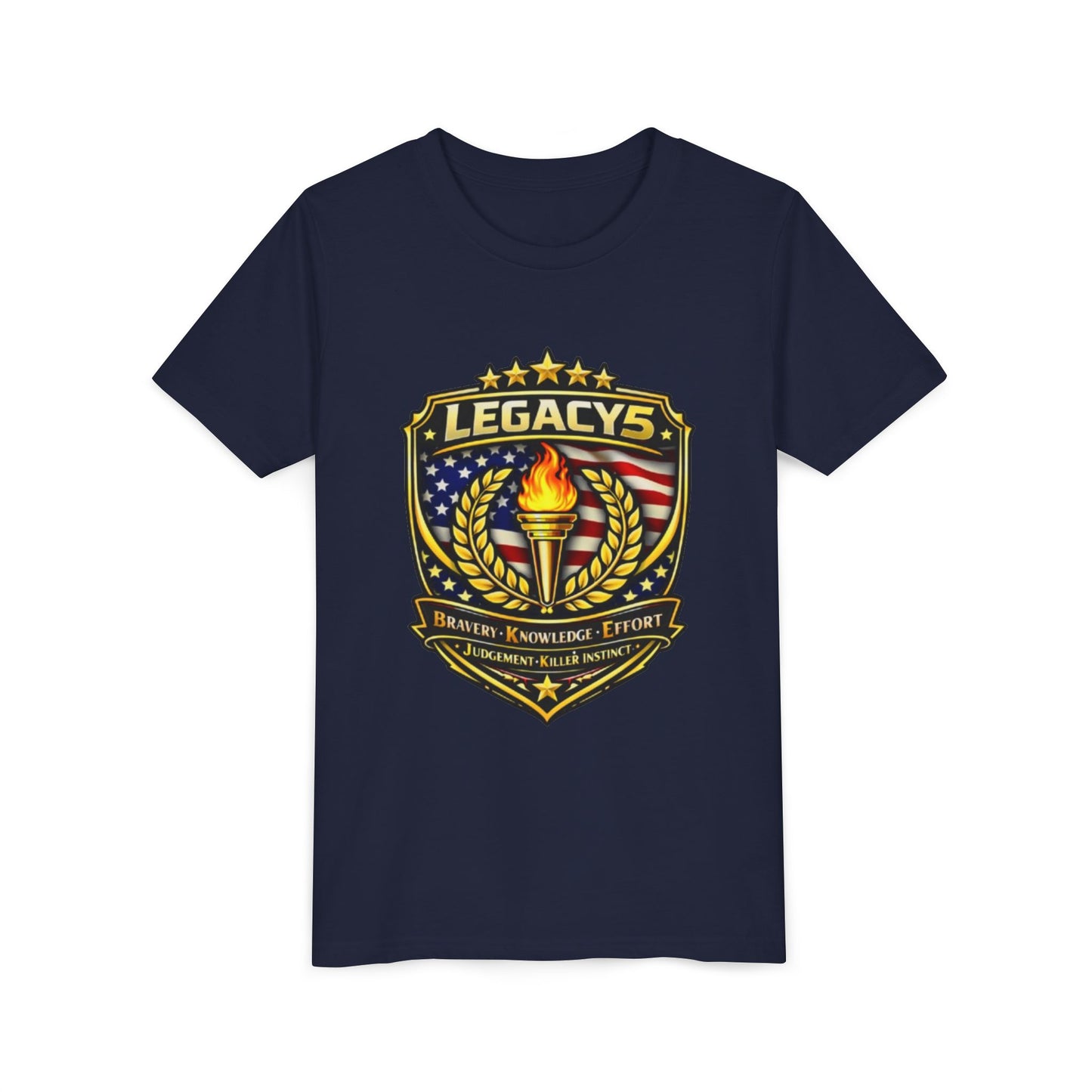Youth Tee — "Legacys" Patriotic Torch Emblem