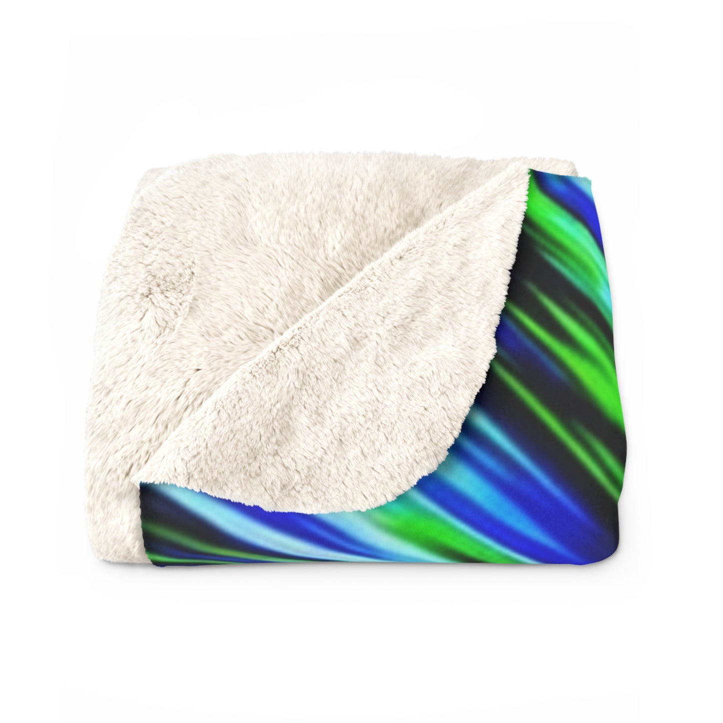 Cosmic Burst Sherpa Blanket — Blue & Green Tie-Dye Fleece Throw