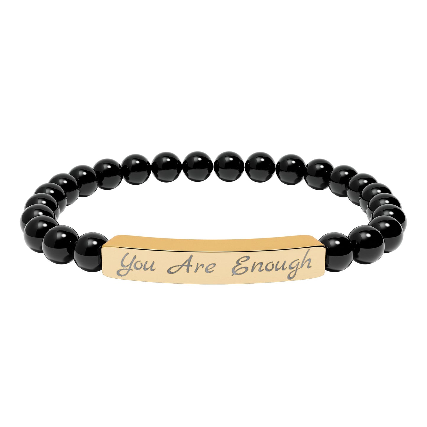 Engraved 'You Are Enough' Natural Stone Stretch Bracelet