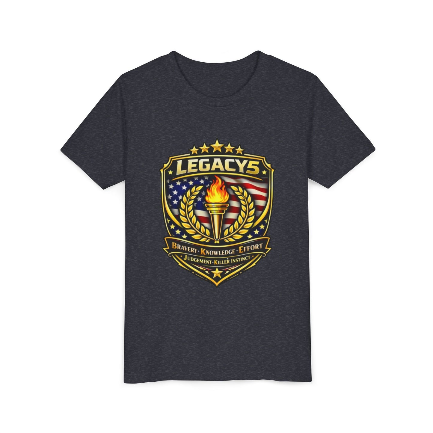 Youth Tee — "Legacys" Patriotic Torch Emblem