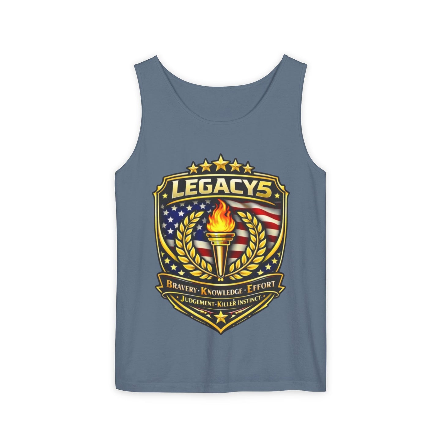 Legacy Shield Tank Top â€” American Flag Torch Emblem