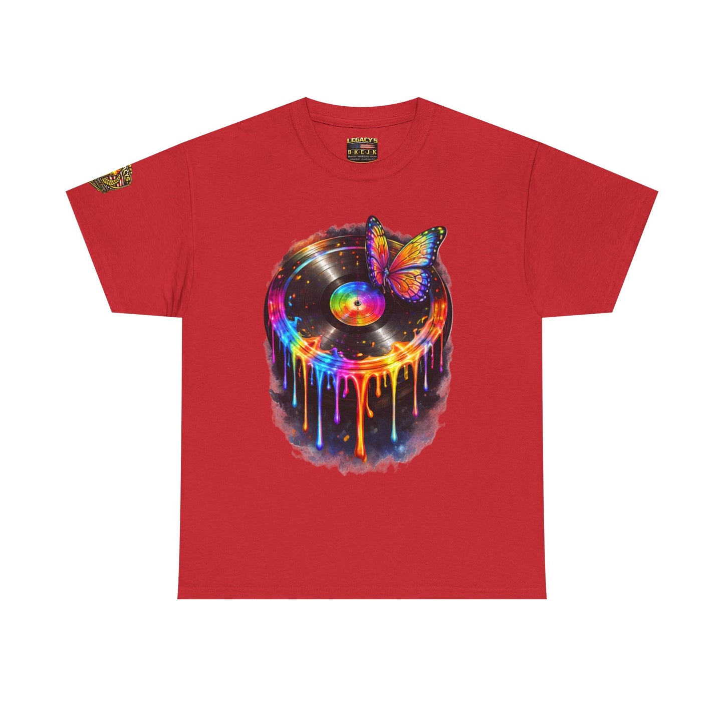 Colorful Dripping Retro Music Vinyl Record Butterfly T-Shirt