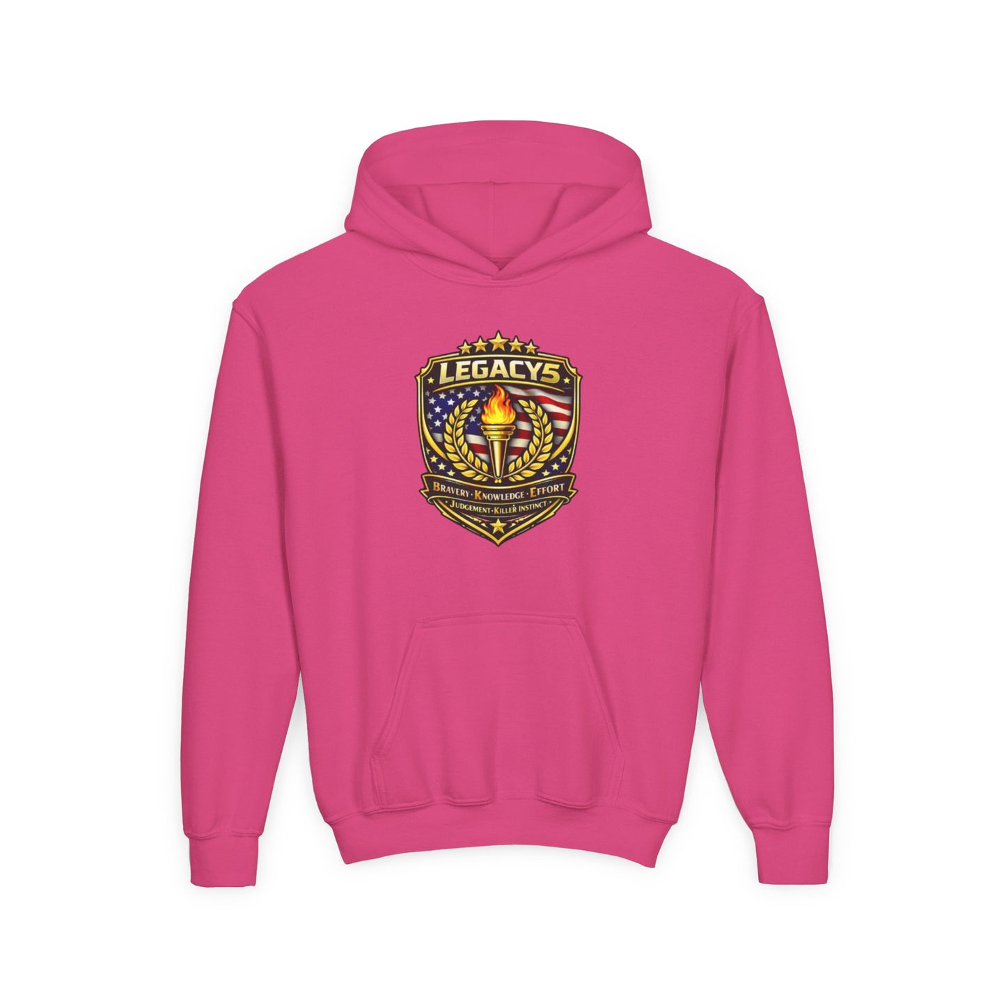 Youth Hoodie â€” "Legacy's" American Flag Torch Emblem