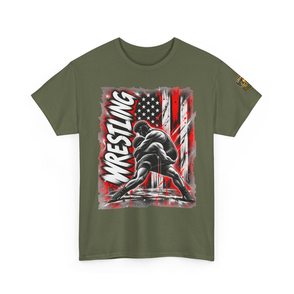 Wrestling USA Flag Tee — "Discipline Builds Champions"