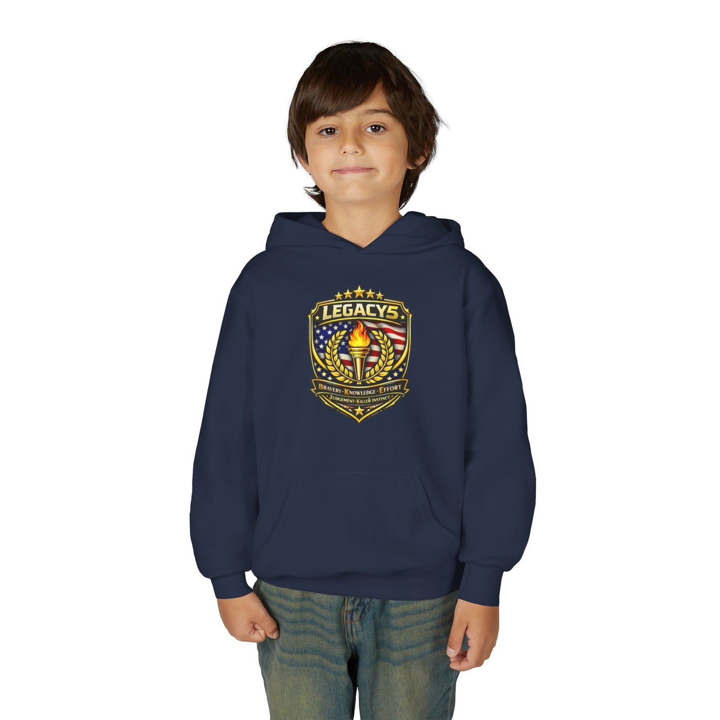 Youth Hoodie â€” "Legacy's" American Flag Torch Emblem