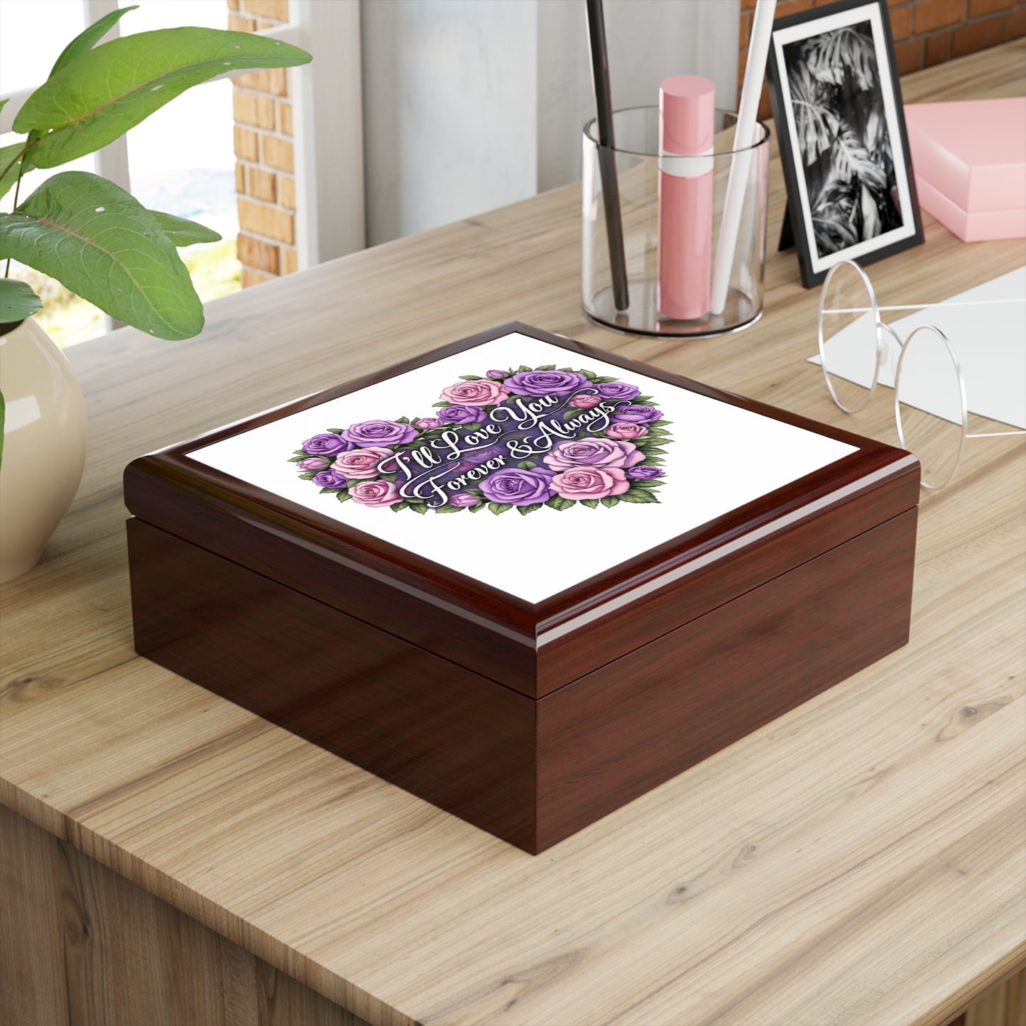 Jewelry Box — "I'll Love You Forever & Always" Floral Heart Keepsake
