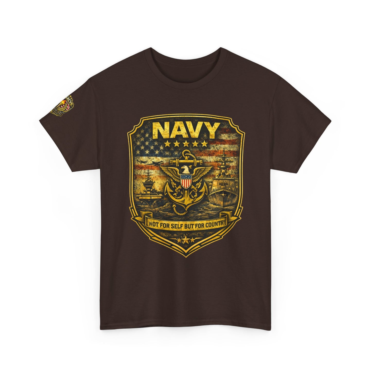 Navy Shield Graphic Tee â€” 'Not For Self But For Country' Patriotic Military w/ Legacy 5 Brand Crest