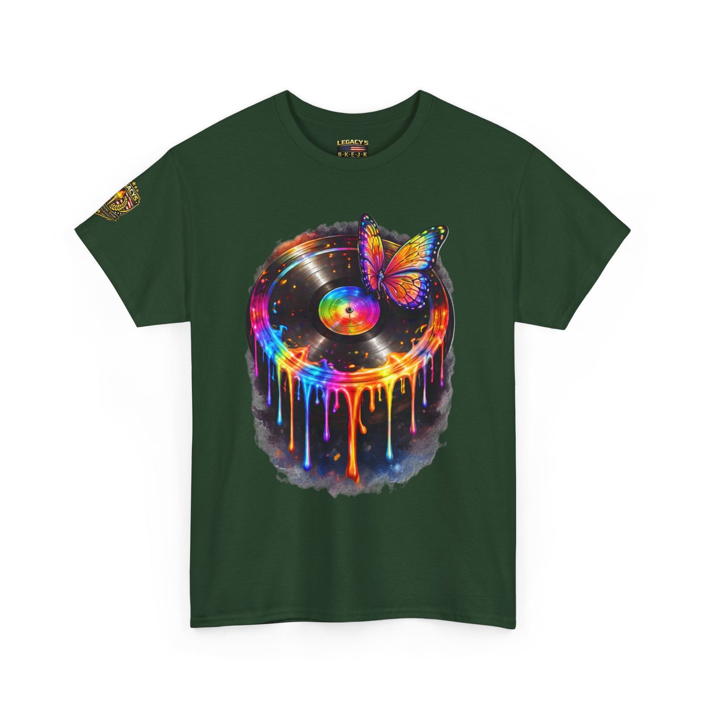 Colorful Dripping Retro Music Vinyl Record Butterfly T-Shirt