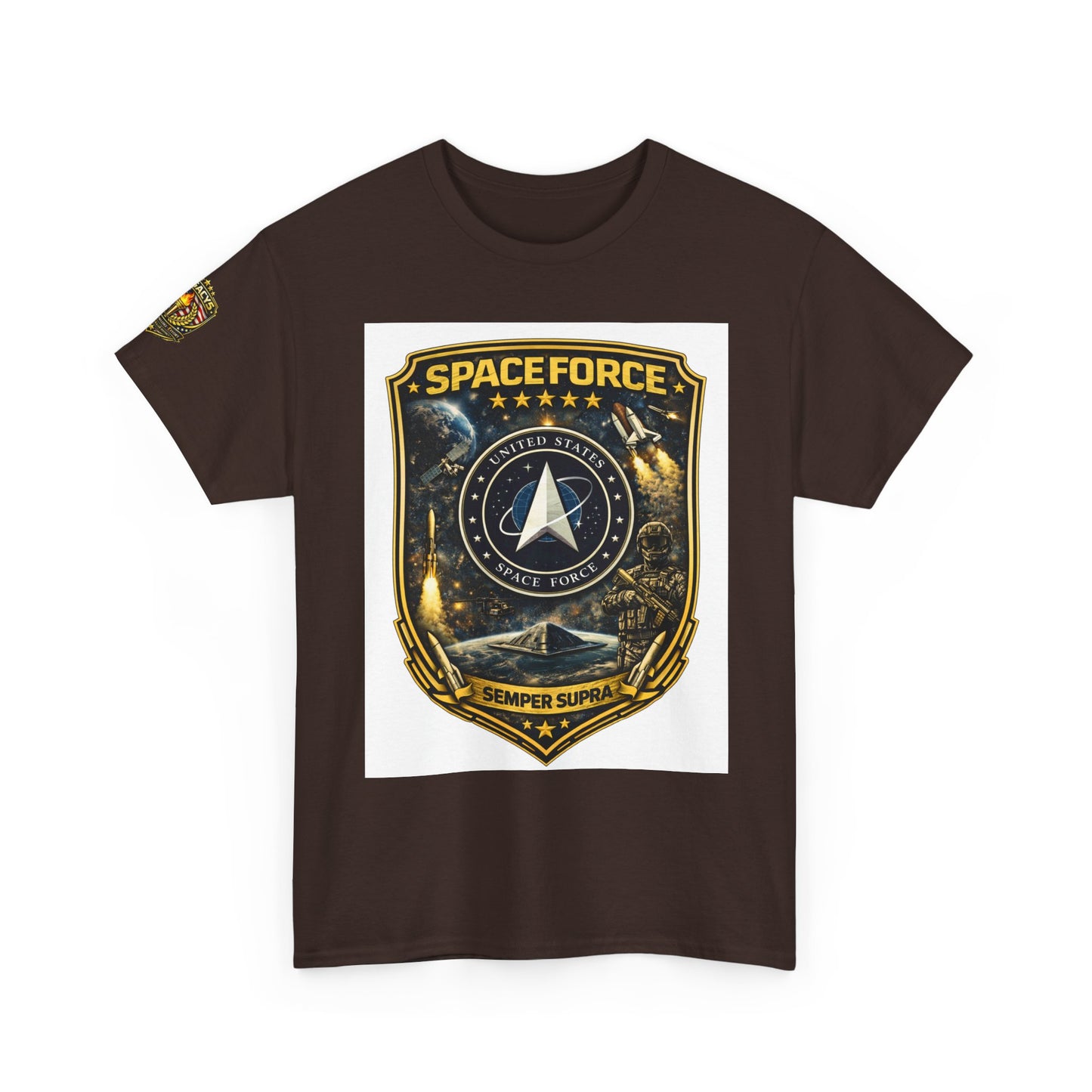 Space Force Shield T-Shirt â€” 'Spaceforce' Emblem w/ Legacy 5 Brand Crest