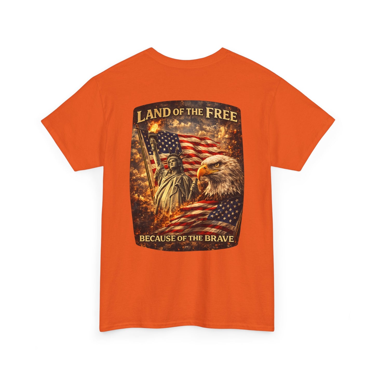 Patriotic 'Land of the Free' American Flag, Statue of Liberty & Eagle Graphic T-shirt