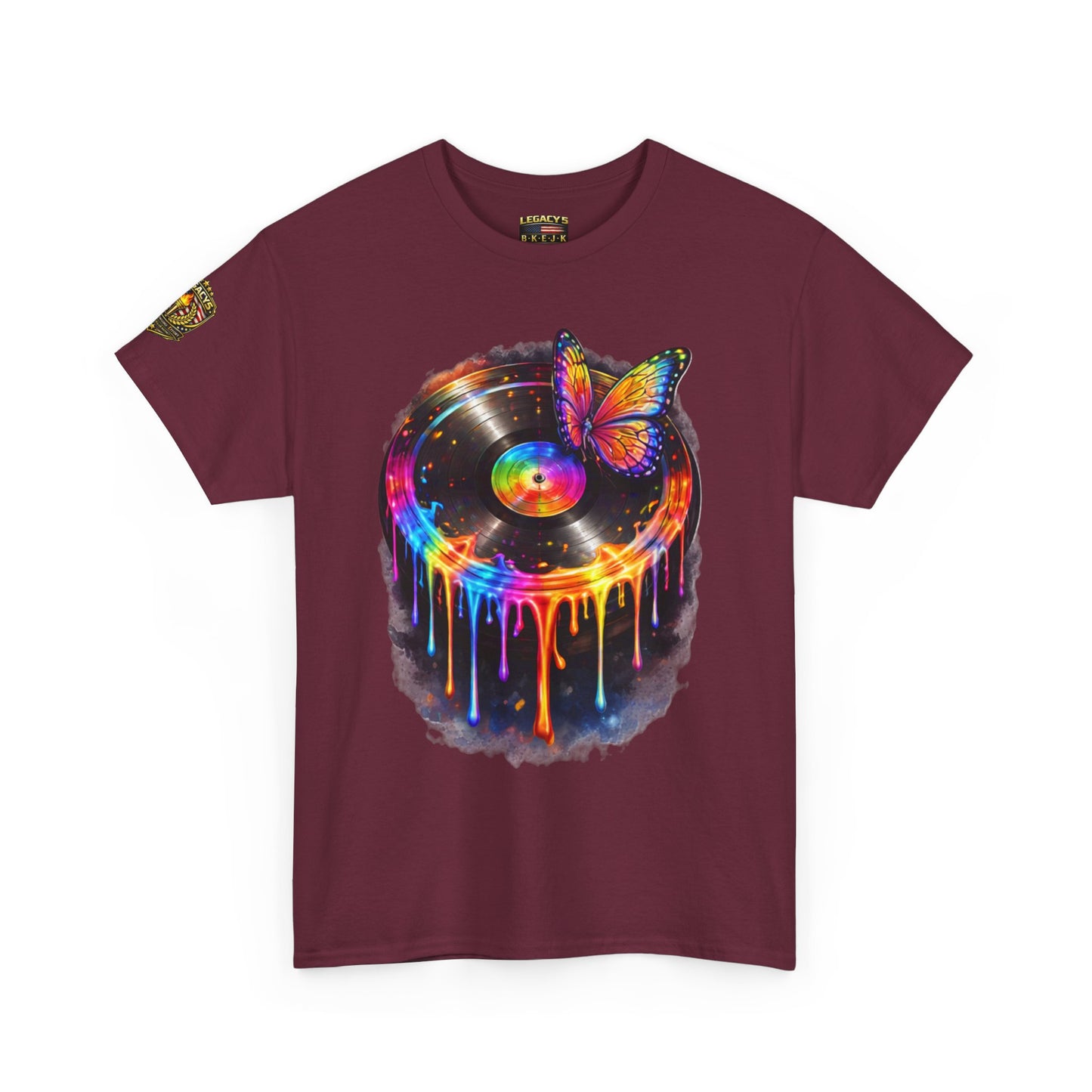 Colorful Dripping Retro Music Vinyl Record Butterfly T-Shirt