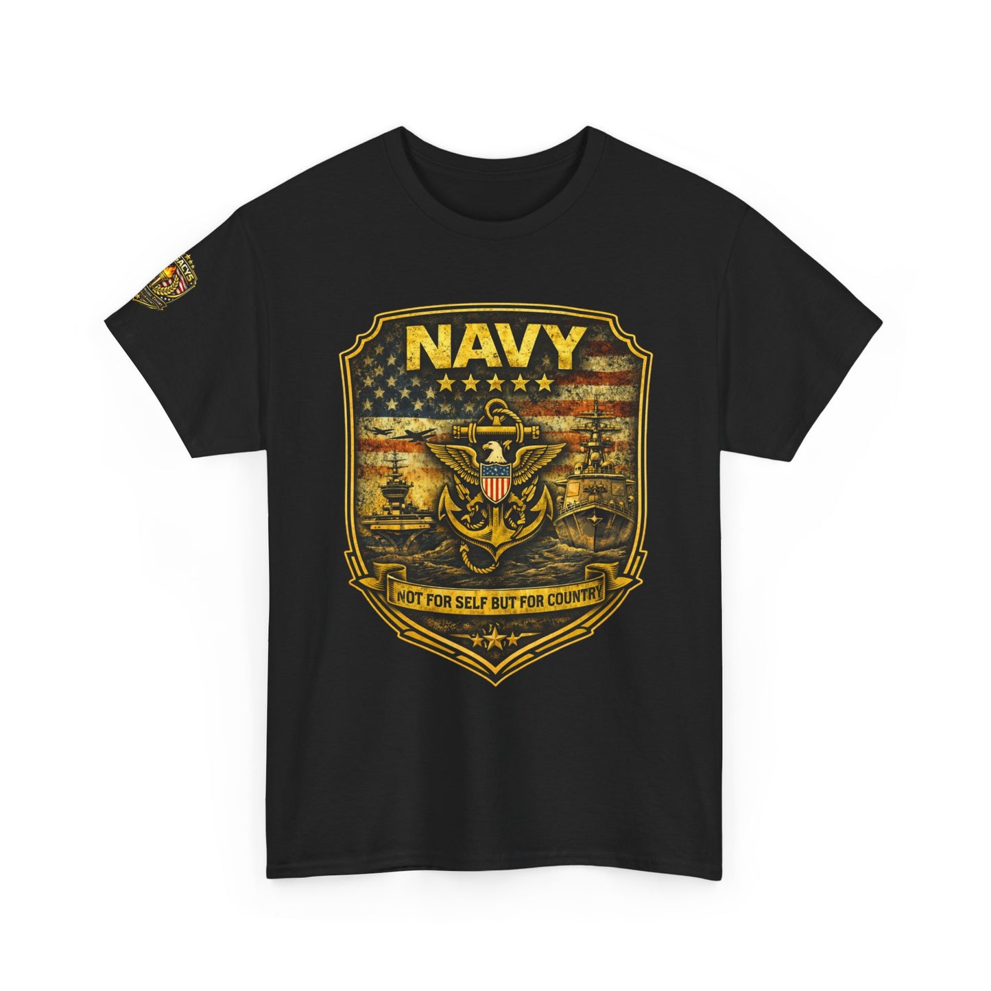 Navy Shield Graphic Tee â€” 'Not For Self But For Country' Patriotic Military w/ Legacy 5 Brand Crest