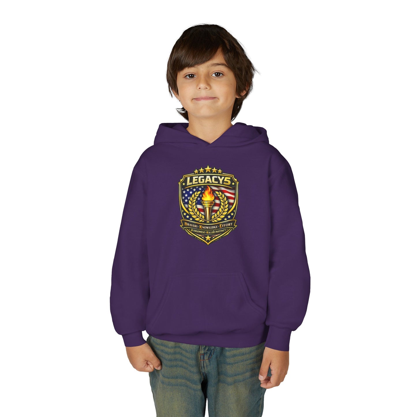 Youth Hoodie â€” "Legacy's" American Flag Torch Emblem