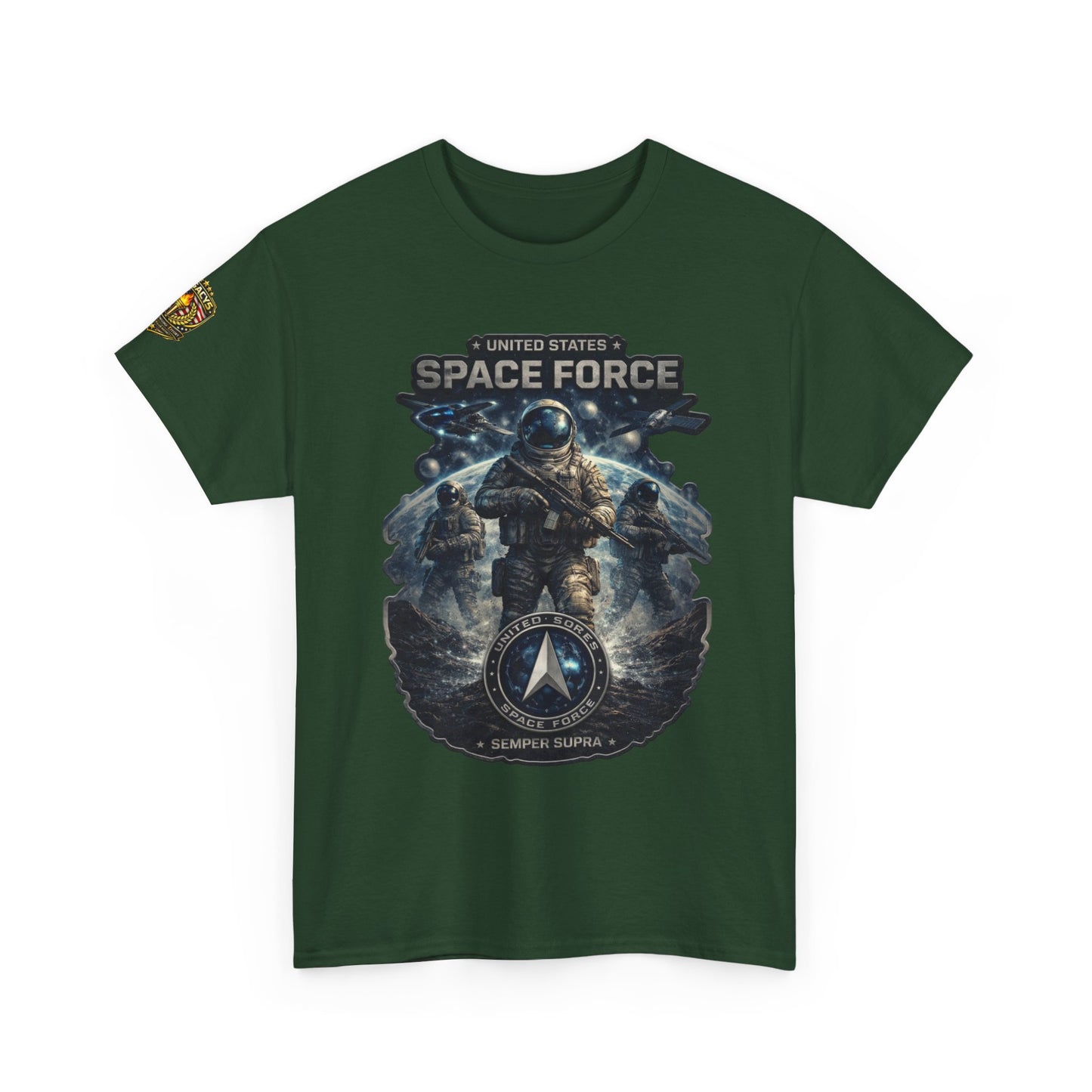 Space Force Graphic Tee â€” Astronaut Troopers Military Space Design w/ Legacy 5 Brand Crest