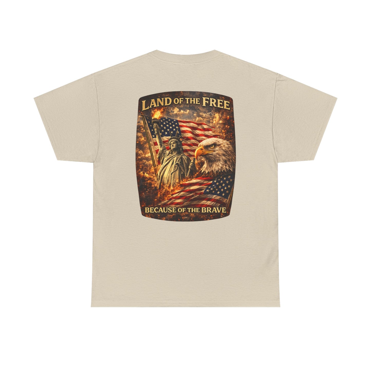 Patriotic 'Land of the Free' American Flag, Statue of Liberty & Eagle Graphic T-shirt