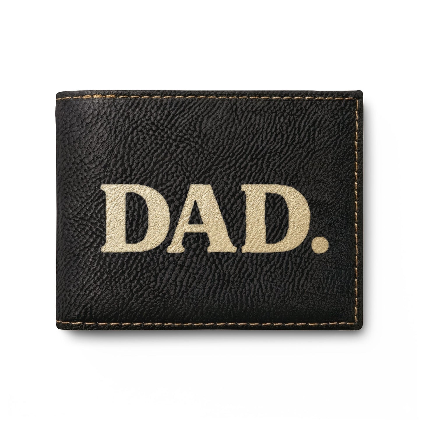 DAD. Embroidered Bi-Fold Wallet — Slim Leather Flip Wallet for Fathers, Father’s Day Gift