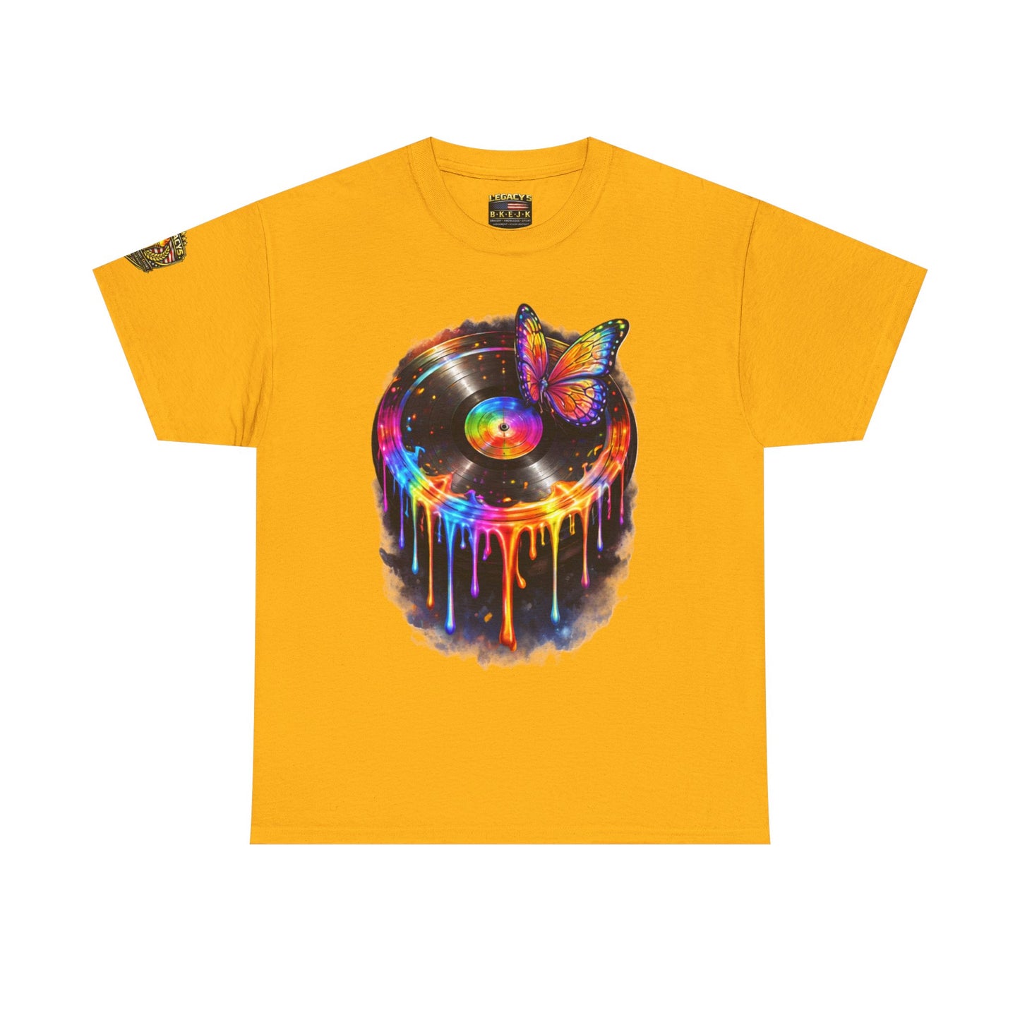 Colorful Dripping Retro Music Vinyl Record Butterfly T-Shirt
