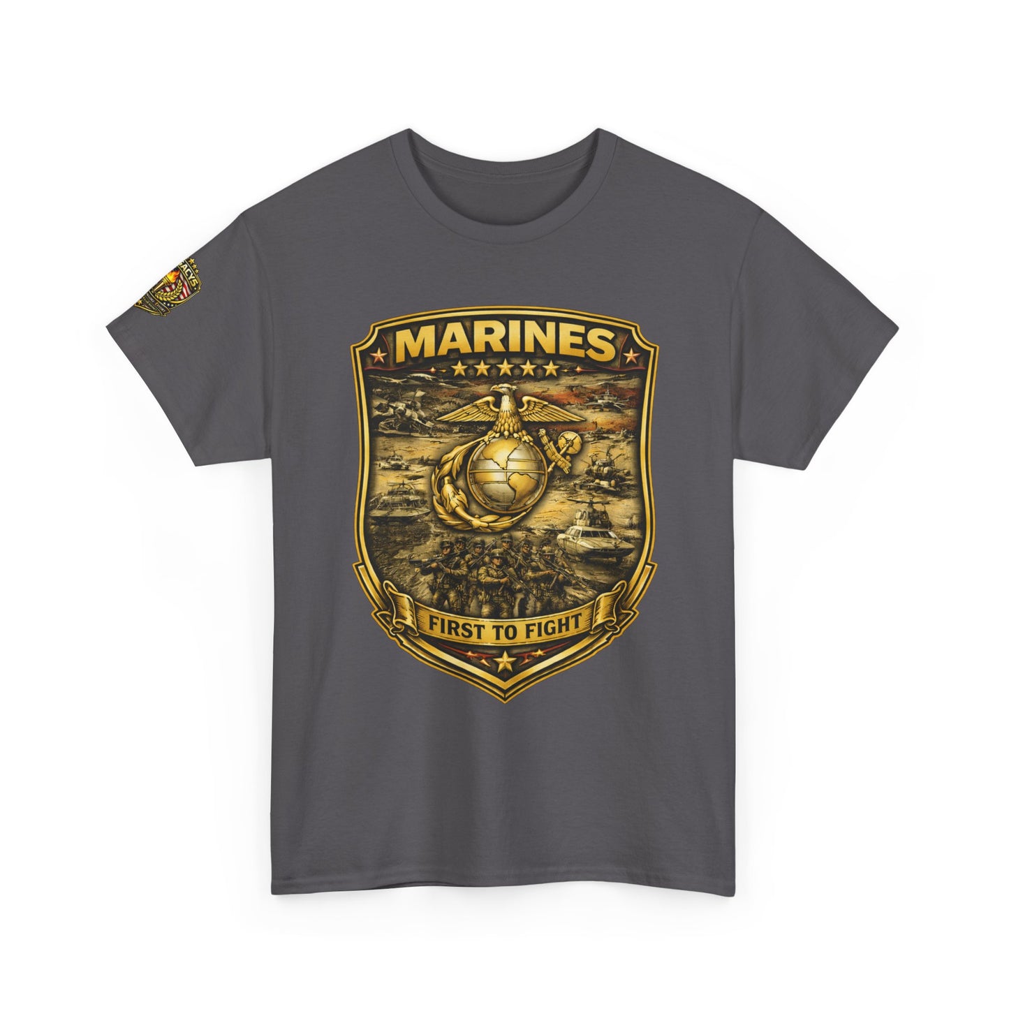 Marines 'First to Fight' Emblem T-Shirt w/ Legacy 5 Brand Crest