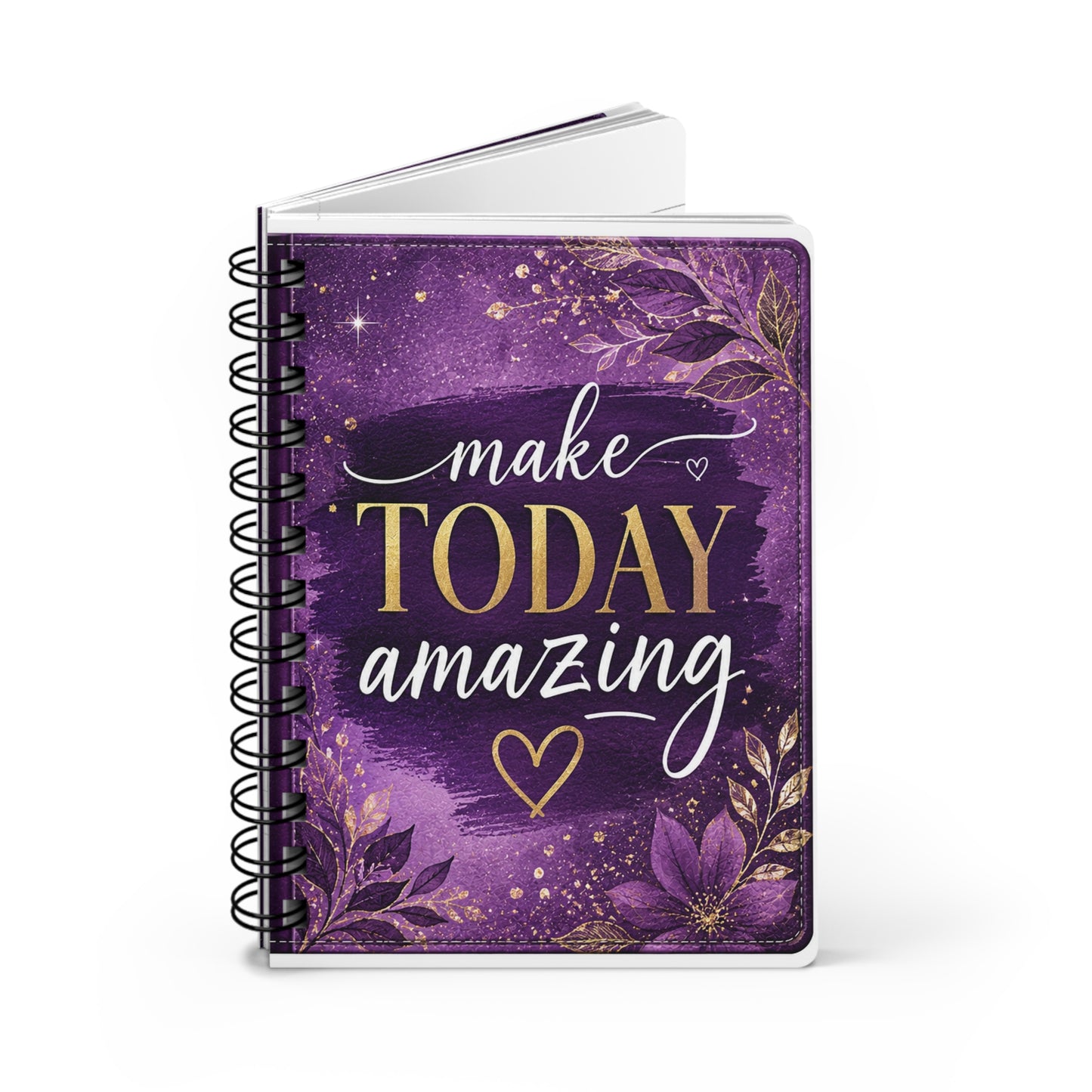 Make Today Amazing Spiral Journal — Inspirational Purple Floral Notebook