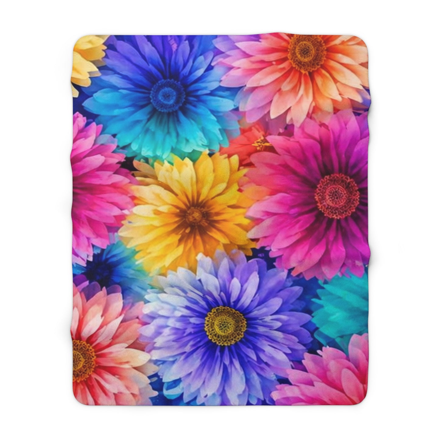Floral Sherpa Blanket – Vibrant Rainbow Daisy Cozy Throw